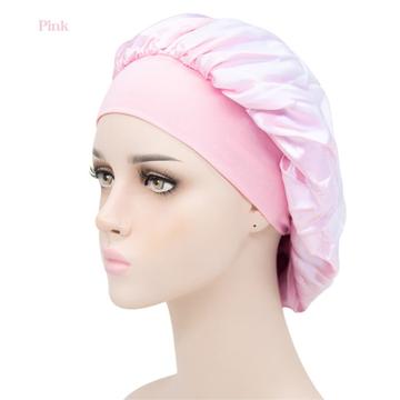 Breathable Silk Satin Night Cap for Hair - Pink