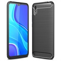 Xiaomi Redmi 9a Brushhed TPU pouzdro - uhlíkové vlákno - černá