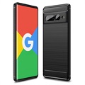 Google Pixel 7 Pro Brushhed TPU Case - uhlíkové vlákno - černá