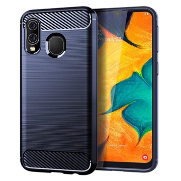 Samsung Galaxy A40 kartáčoval pouzdro TPU - uhlíkové vlákno