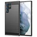 Samsung Galaxy S22 Ultra 5G Brushhed TPU pouzdro - uhlíkové vlákno - černá