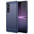 Sony Xperia 1 V Pouzdro z Kartáčovaného TPU - Uhlíkové Vlákno