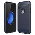 iPhone X / iPhone XS Breathered TPU Cover - Carbon Fiber - Dark Blue
