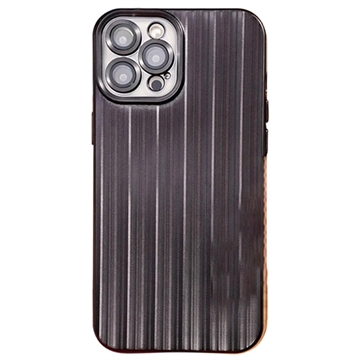 iPhone 12 Pro Pouzdro z Kartáčovaného TPU s Ochranou Objektivu Fotoaparátu - Černý
