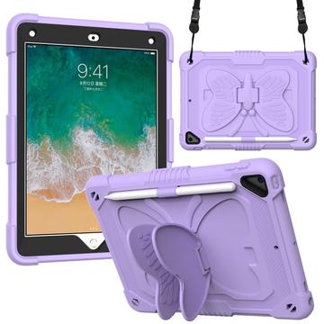 Silikonové pouzdro na tablet ve tvaru motýla s ramenním popruhem pro iPad 9,7 palce (2018)/(2017)/iPad Air 2 - fialové