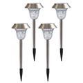 CIS-57453A 4-Pack Stainless-Steel Solar Garden Path Lamps - IP65 - Warm White and RGB