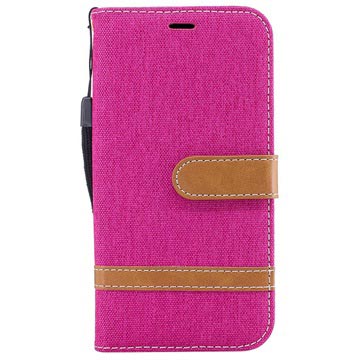 Samsung Galaxy J3 (2017) Canvas Diary Peněženka - horká růžová