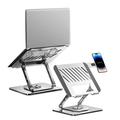 Carbon Steel Dual-Arm Rotating Laptop Stand with Magnetic Phone Holder - Silver