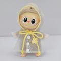 Cartoon Bear Print Hooded Raincoat for Labubu Doll 17cm - Yellow