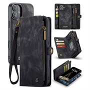 iPhone 16 Plus Caseme 008 2-in-1 Multifunctional Wallet Case - Black