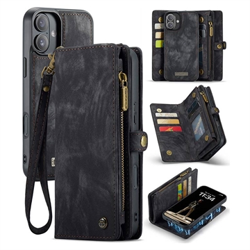 iPhone 16 Plus Caseme 008 2-in-1 Multifunctional Wallet Case - Black