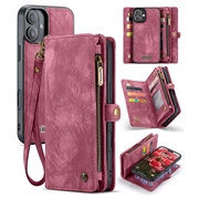iPhone 16 Plus Caseme 008 2-in-1 Multifunctional Wallet Case - Red