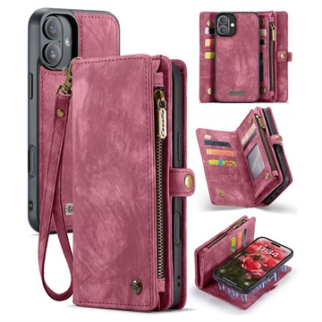 iPhone 16 Plus Caseme 008 2-in-1 Multifunctional Wallet Case - Red