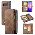 Multifunkční Samsung Galaxy S10 Wallet Cases 2-in-1-hnědá-hnědá