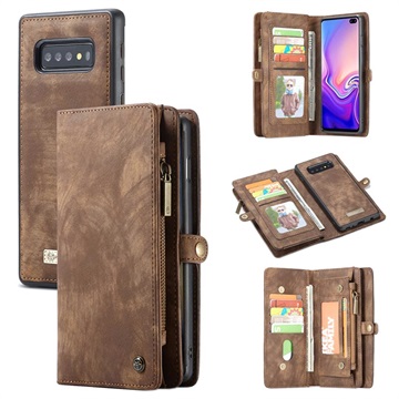 Multifunkční Samsung Galaxy S10 Wallet Cases 2-in-1-hnědá-hnědá