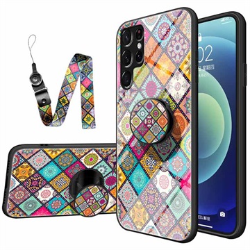 Pevný vzor Samsung Galaxy S22 Ultra 5G Hybrid Case - barevná mandala
