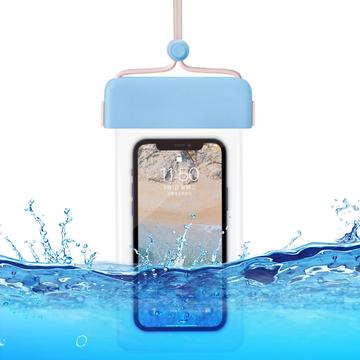 Clear TPU Universal IPX8 Waterproof Case w. Touch Function - 7" - Baby Blue