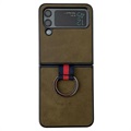 Samsung Galaxy Z Flip4 Coated Case with Metal Ring - Green