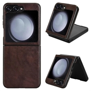 Samsung Galaxy Z Flip6/Z Flip7 FE Potažené Plastové Pouzdro - Hnědá