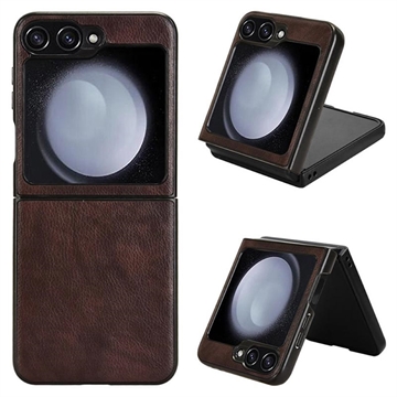 Samsung Galaxy Z Flip6/Z Flip7 FE Potažené Plastové Pouzdro - Hnědá