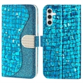 Croco Bling Series Samsung Galaxy A14 Peněženka - Modrá
