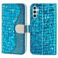 Croco Bling Series Samsung Galaxy A34 5G Peněženka - Modrá