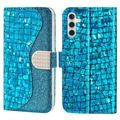 Croco Bling Series Samsung Galaxy A34 5G Peněženka - Modrá