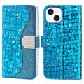 Série Croco Bling iPhone 14 Peněženky - Modrý