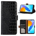 Crocodile Série Honor X8 Kožené Pouzdro na Peněženku s RFID - Černé