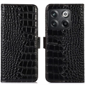 Crocodile Series OnePlus 10T/Ace Pro Wallet Leather Case with RFID - Black