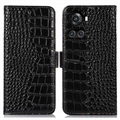 Série krokodýlů OnePlus Ace/10r Peněženka s RFID - černá