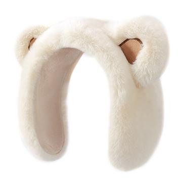 DEZ45 Cute Plush Bear Ear Winter Headband / Earmuffs - Beige