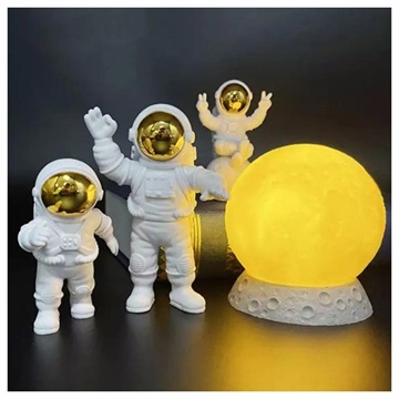 Dekorativní figurky astronaut s měsíční lampou - zlato / žlutá