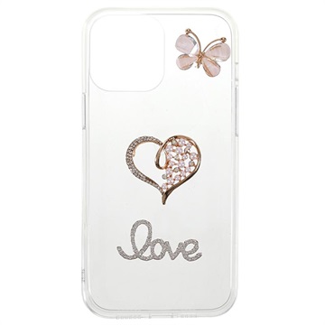 Diamond Decor iPhone 13 Pro Max TPU pouzdro - srdce