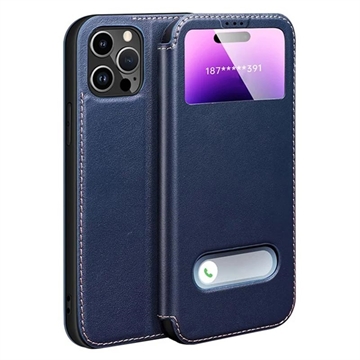 iPhone 16 Pro Max Dual View Flip Leather Case - Sapphire