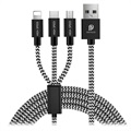 DUX DUCIS K-ONE MICRUSB, Lightning, USB-C kabel-2,4A, 1,2 m