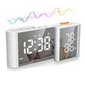 EN8837-A S-Shaped Dual Display LED Alarm Clock Radio with Temperature & Humidity - White