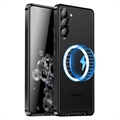Galvanicky Pokovené Magnetické Samsung Galaxy S23 5G Pouzdro - Černé