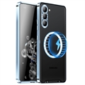 Galvanicky Pokovené Magnetické Samsung Galaxy S23+ 5G Pouzdro - Modrý