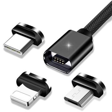Essager 3 -in -1 magnetický kabel - USB -C, Lightning, MicroUSB - 2M - Black