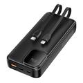 Essager Digital Display 20000mAh Power Bank with Type-C & Lightning Cables - 22.5W - Black
