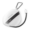 Essager Fast Charging Power Bank with 70cm Retractable Cable & Carabiner - 10000mAh - White
