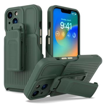 Hybridní Pouzdro iPhone 14 Plus s Pásovým Klipem Série Explorer - Tmavozelený