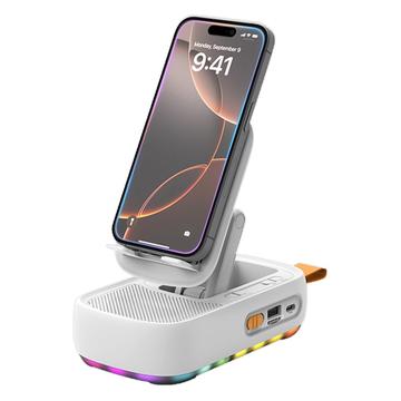 F15 3-in-1 Foldable Phone Holder with Bluetooth Speaker and 1200mAh Power Bank