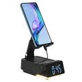 F30 3-in-1 Foldable Smartphone Stand, Bluetooth Speaker & Digital Alarm Clock - Black