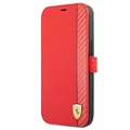 Ferrari On Track Carbon Stripe iPhone 13 Pro Max peněženka - červená