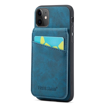 Hybridní pouzdro iPhone 11 Fierre Shann Coated s držákem karty a stojánkem – Modrý