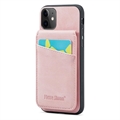 Hybridní pouzdro iPhone 11 Fierre Shann Coated s držákem karty a stojánkem – Růžový