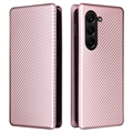Samsung Galaxy Z Fold5 Flip Pouzdro - Uhlíkové Vlákno - Růžové zlato