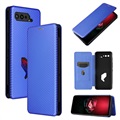 Asus Rog Phone 5 Flip pouzdro - uhlíkové vlákno - modrá